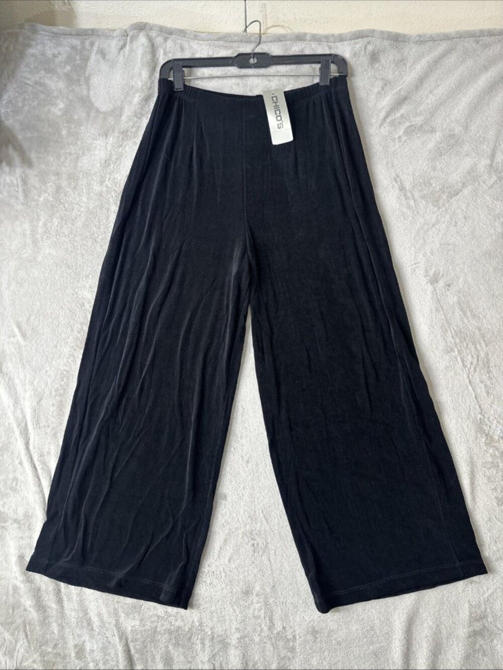 Chicos Travelers black wide leg pants stretch womens size 2